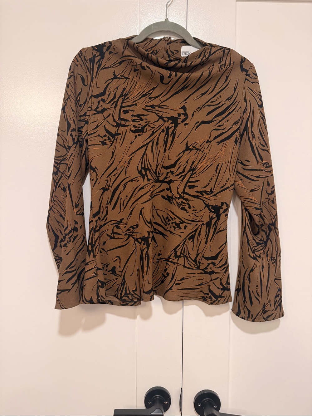 Nordstrom Brown and Black Abstract Print Cowl-Neck Sweater